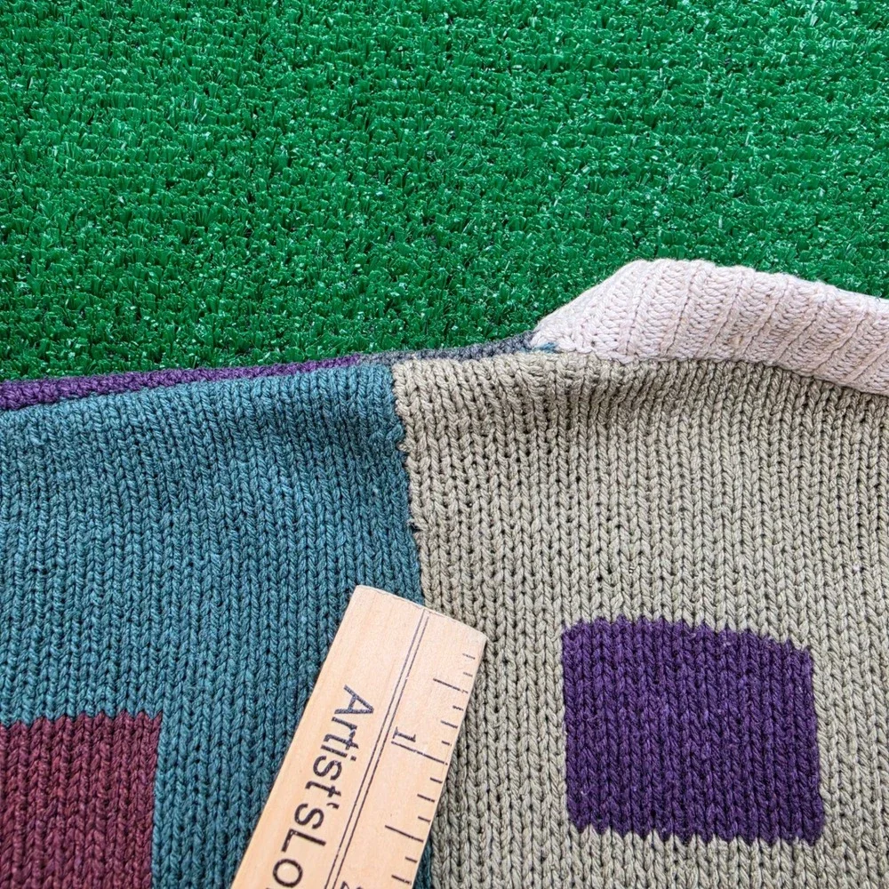 Vintage Bachrach Sweater Mens XXL Silk Cotton Geometric Abstract Art Knit - Picture 9 of 9